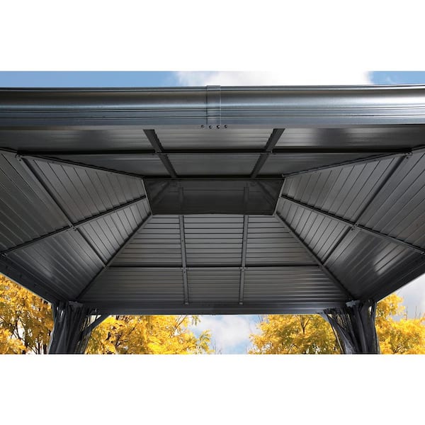 Roof Dark Grey Rustproof Mykonos - 10 x Aluminum Framed The ft. 12 Sojag Gazebo 500-9165203 Home Depot ft. Double
