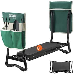 Folding Garden Kneeler and Seat, 330 lbs. Load Capacity, 8 in. EVA Wide Pad, Portable Garden Stool, Tool Bag