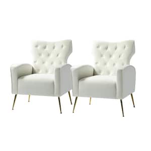 Brion Ivory Accent Wingback Chair with Button Tufted Back (Set of 2)