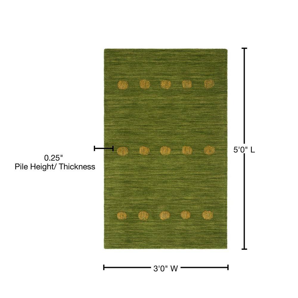 Green Hand-Loomed Wool Tufted Rectangular Area Rug, 3' x 5'