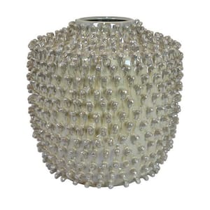 Gray Urn Ceramic Accent Vase with Studded Accents