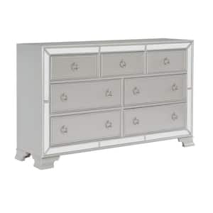 62 in. Silver 7 Drawers Dresser