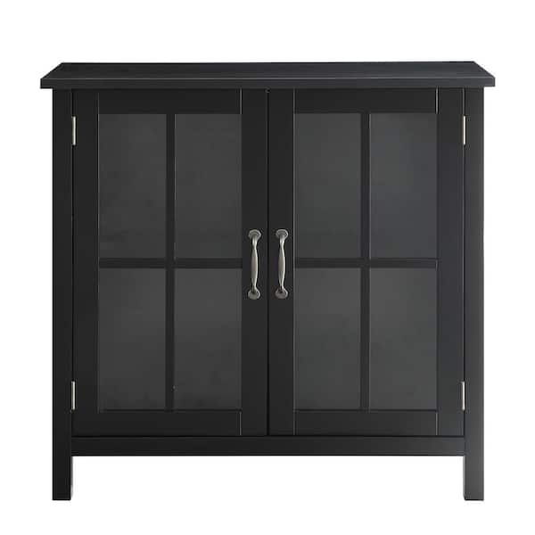 USL Olivia Black Accent Cabinet and 2-Glass Doors