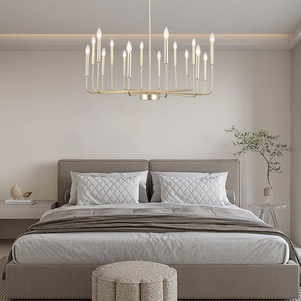 16-Light 37.9 in. Candle Style Gold Chandelier Modern Adjustable Height for Dining Room and Kitchen price history on PriceWatchPro