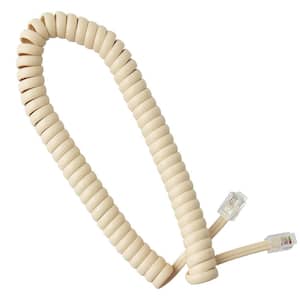 7 ft. Uncoiled/1.33 ft. Coiled Telephone Handset Cord with RJ9 (4P4C) Connectors, Ivory, (5-Pack)