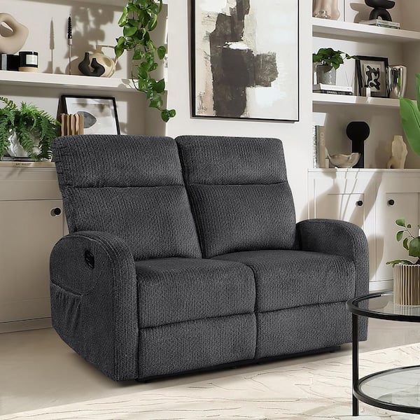 Lazzara Glendale 50 in. W Dark Gray Microfiber Manual Double