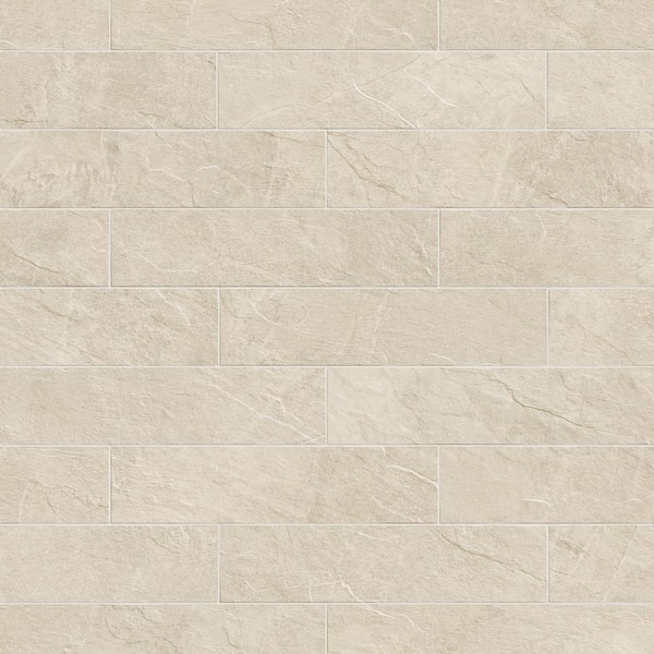 Slate Ivory 3 in. x 12 in. Stone Look Porcelain Floor and Wall Tile (3.39 sq. ft./Case)