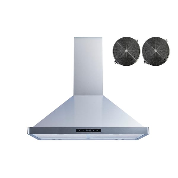 Winflo 30 in. 475 CFM Convertible Wall Mount Range Hood in Stainless Steel with Mesh and Charcoal Filters, Touch Sensor Control