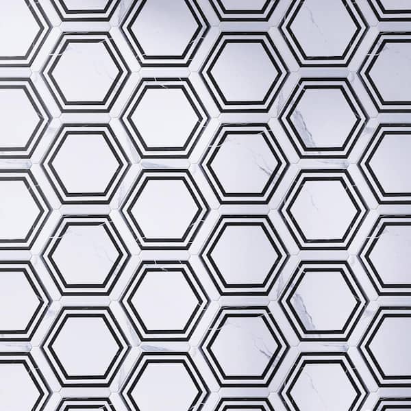 MOLOVO Ontario Day White Hexagon 8.58 in. x 9.89 in. Matte Porcelain Floor and Wall Tile (8.07 sq. ft./Case)