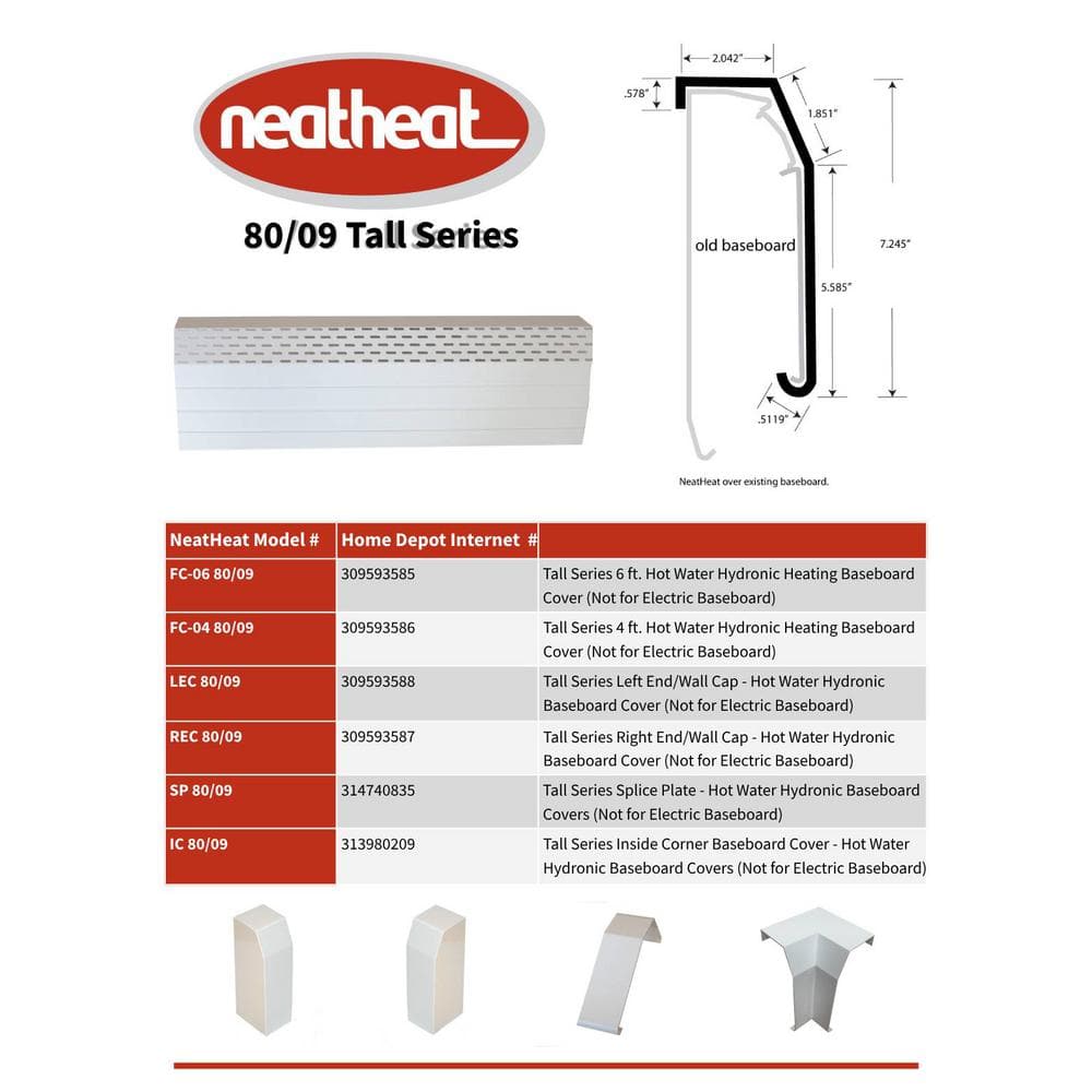 Tall White Polymer Baseboard Heater Cover, 4 ft