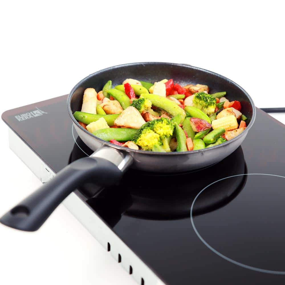 Black Ceramic Dual Burner Induction Cooktop with Touch Control