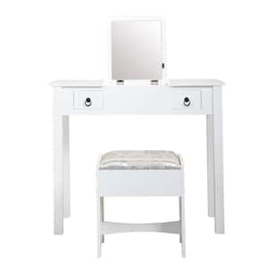 Furniture of America Crossroads White Vanity Table with 1 Mirror