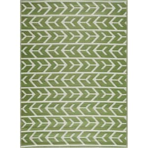 Amsterdam Green and Creme 8 ft. x 10 ft. Geometric Polypropylene Indoor/Outdoor Rug