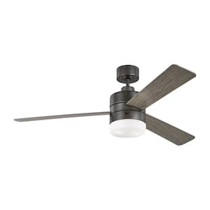 Era 52 in. Modern Aged Pewter Ceiling Fan with Light Grey Weathered Oak Blades, Light Kit and Wall Mount Control
