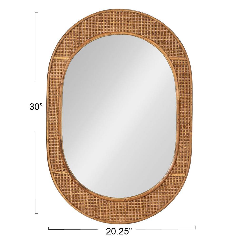 Natural Oval Bamboo and Rattan Wall Mirror