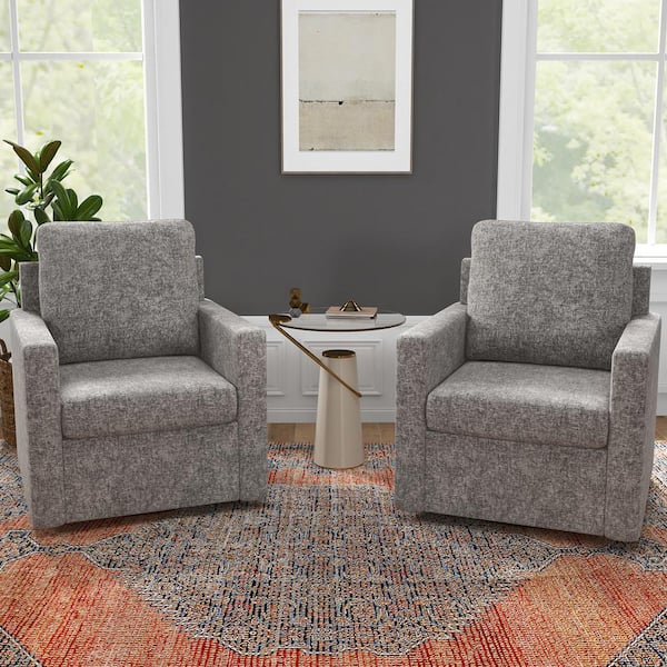Bestier 28.74 in. Wide Grey Chenille Swivel Arm Chair with Backrest 360° Accent Chair with Tufted Cushion Barrel Chair