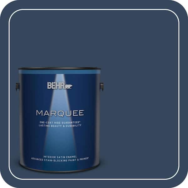 BEHR MARQUEE 1 gal. #MQ5-54 Compass Blue One-Coat Hide Satin Enamel Interior Paint & Primer