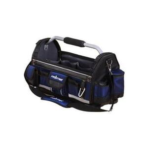 19 in. Open Tote Tool Bag with Rotating Handle in Black and Blue