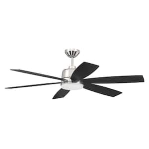 Hogan 54 in. Indoor Dual Mount Polished Nickel Finish Ceiling Fan, Smart Wi-Fi Enabled Remote and Integrated LED Light