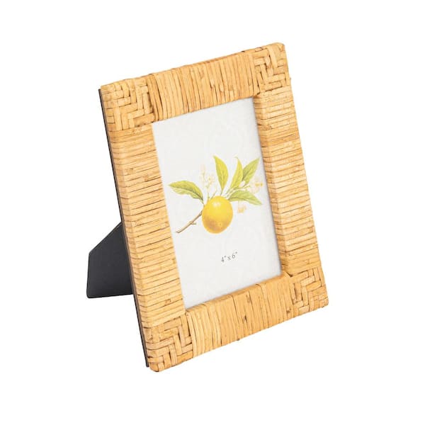 Storied Home 4 in. x 6 in. Natural Handwoven Rattan Picture Frame