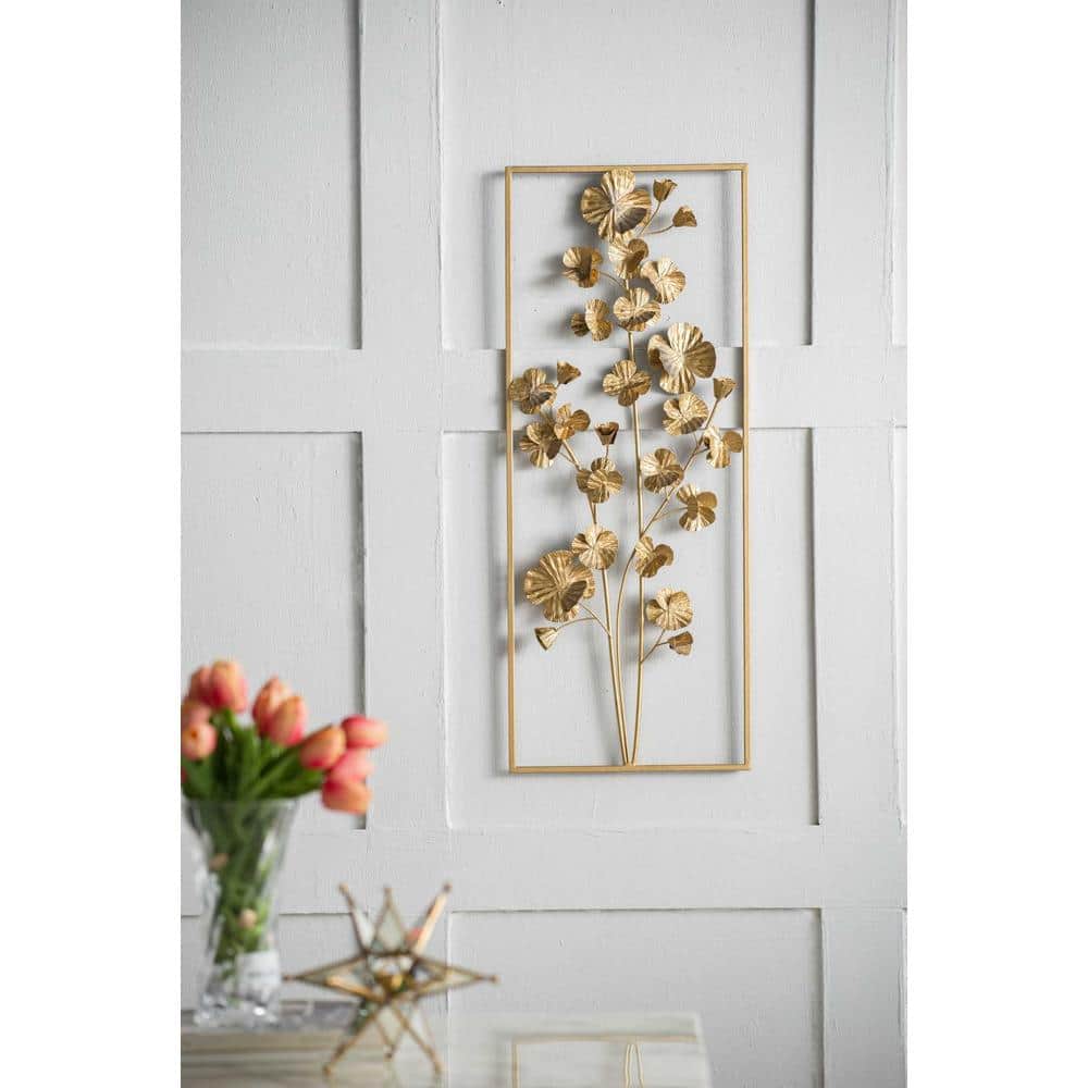 Gold Metal Tree Flower Wall Sculpture for Nursery