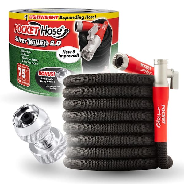 Silver Bullet 2.0 Expandable Garden Hose 3/4 in. x 75 ft. with Turbo Shot Nozzle