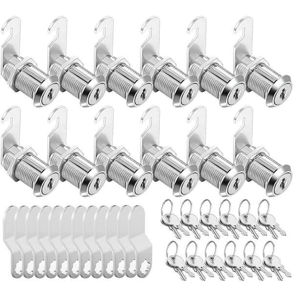 12-Pack Cam Locks Cabinet Locks Keyed Alike, 1-1/8 in. Cylinder, Fits 0.9 in. Max Panel Thickness, Secure for Drawer