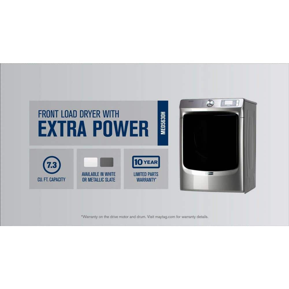 Maytag 7.3 Cu. Ft. White Front Load Electric Dryer with Moisture Sensing