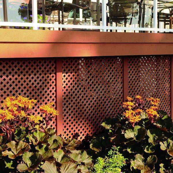 Veranda - 4 ft. x 8 ft. Redwood  California Privacy Vinyl Lattice Panel