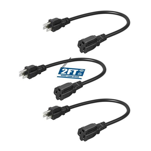 3ft Indoor/Outdoor Extension Cord, 16 AWG SJTW Weatherproof
