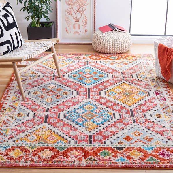 Madison Rust/Pink 8 ft. x 10 ft. Geometric Medallion Area Rug