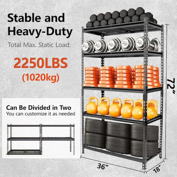 Siavonce Heavy-Duty Metal Wire 5-Shelf Adjustable Garage Shelving