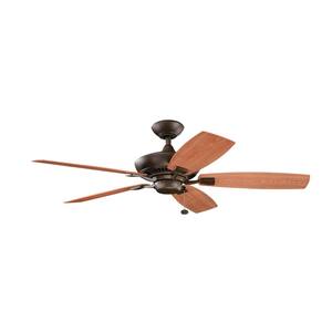 Canfield Patio 52 in. Outdoor Tannery Bronze Downrod Mount Ceiling Fan with Pull Chain for Patios or Porches