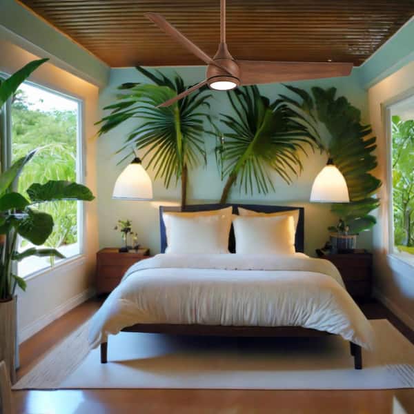 Twist 52 in. Integrated LED Indoor Distressed Koa Smart Ceiling Fan with Remote Control