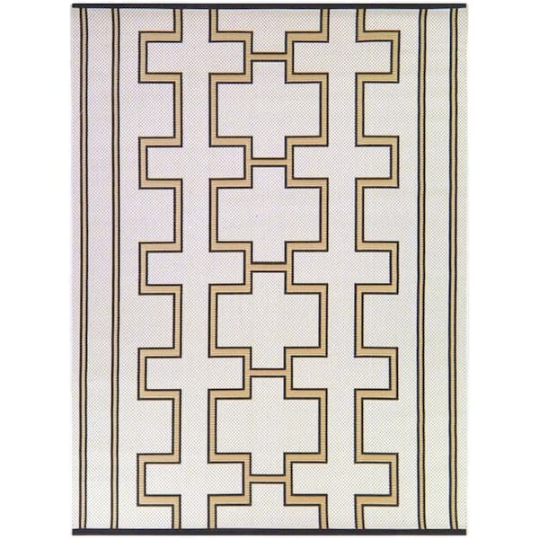 Holst Cream 5 ft. x 7 ft. Geometric Patio Indoor/Outdoor Area Rug