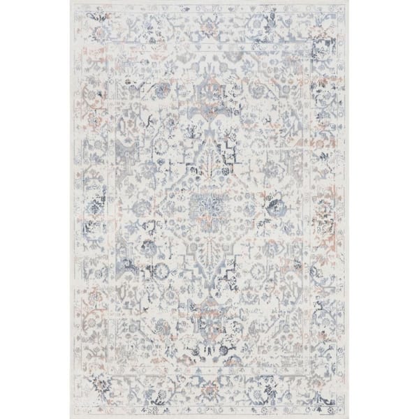 Everlee Faded Persian Machine Washable Beige 5 ft. 3 in. x 7 ft. 6 in. Area Rug