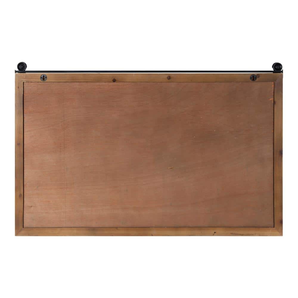 Rustic Brown Magnetic Metal Wall Organizer with Wood Frame