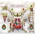 7 ft. x 8 ft. Santa's Reindeer Barn Without Santa Holiday Garage Door Decor Mural for Single Car Garage