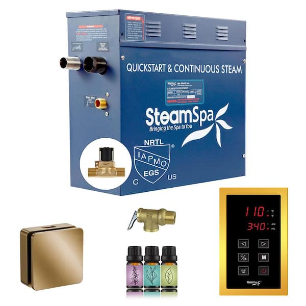 Oasis Series 4500-Watt Steam Generator with Continuous Steam Plus Easy Touch Pad and Auto Drain in Gold