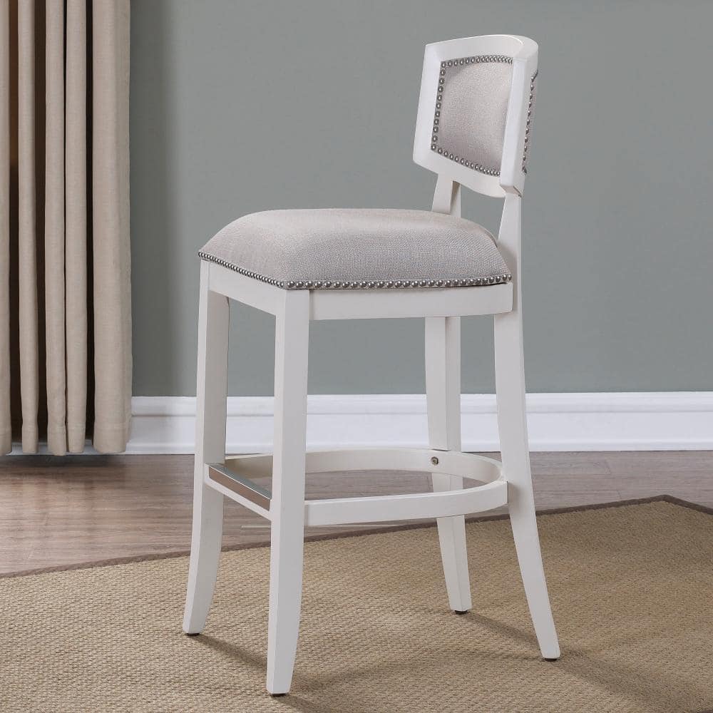 Amelia Adjustable Traditional Bar Stool in Antique White and Beige