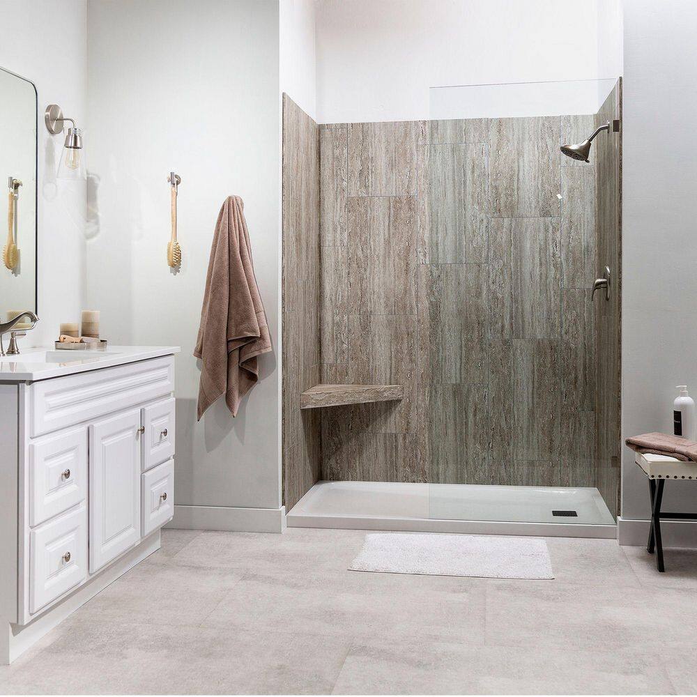 Grecian Earth Vinyl Waterproof Corner Shower Bench