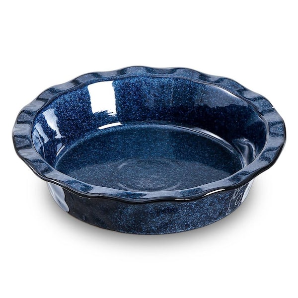 9 in. Round Ceramic Pie Pan with Fluted and Deep Dish Design for Baking Pies, Tarts, Quiches, Glaze Finish