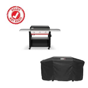 Slate Griddle 3-Burner Propane Gas 30 in. Flat Top Grill in Black with Cover