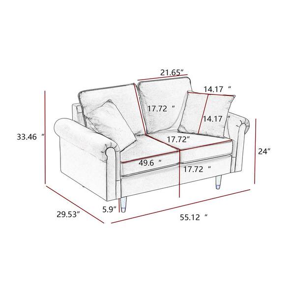 Utopia 4niture Mitz 29.53 in. Blue Velvet Loveseat Sofa with 2-Pillows (2  Seat) HAW588S00023 - The Home Depot