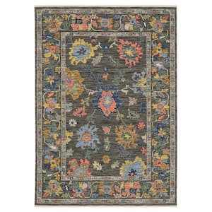 Lavista Gray/Multi-Colored Doormat 3 ft. x 5 ft. Traditional Oriental Floral Persian Wool/Nylon Blend Indoor Area Rug