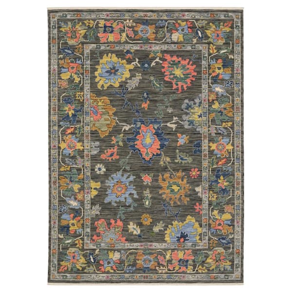 Lavista Gray/Multi-Colored 8 ft. x 11 ft. Traditional Oriental Floral Persian Wool/Nylon Blend Indoor Area Rug
