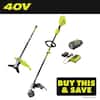 RYOBI 40V 15 in. Expand-It Cordless Battery Attachment Capable String Trimmer & Brush-Cutter with 4.0 Ah Battery and Charger RY40ST01K-RYBRC