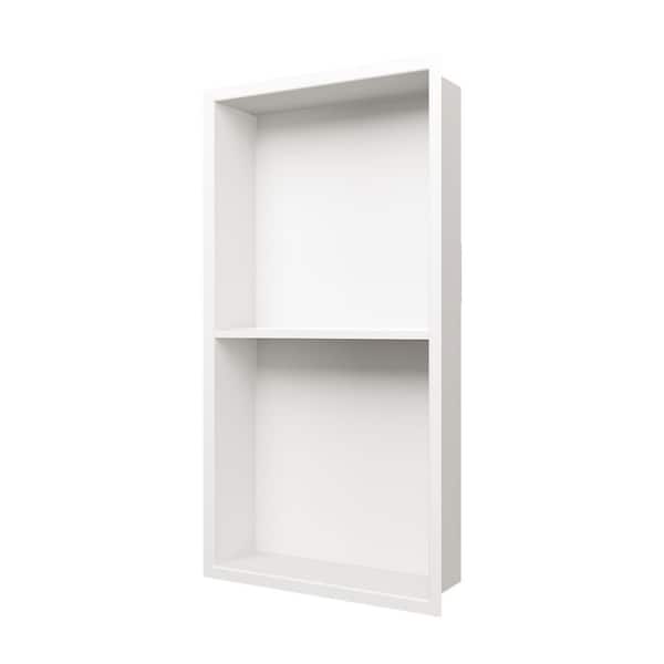 13 in. W x 25 in. H x 4 in. D Single Stainless Steel Recessed Shower Niche in White