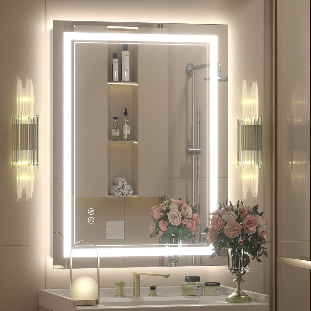 24 in. W x 32 in. H Rectangular Frameless UL Certified Front and Back LED Anti-Fog Tempered Wall Bathroom Vanity Mirror price history on PriceWatchPro