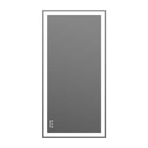 24 in. W x 48 in. H Large rectangular Framed LED Wall Bathroom Vanity Mirror in Silver